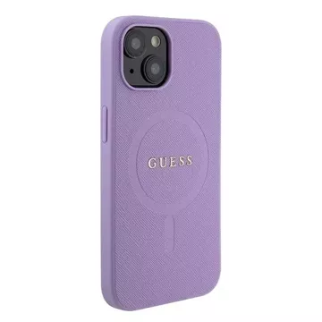 Etui Guess GUHMP15SPSAHMCU do iPhone 15 6.1" fioletowy/purple hardcase Saffiano MagSafe