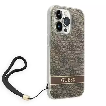 Etui Guess GUOHCP14LH4STW do Apple iPhone 14 Pro 6,1" brązowy/brown hardcase 4G Print Strap