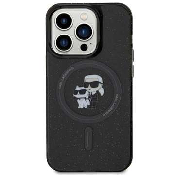 Etui Karl Lagerfeld KLHMP15LHGKCNOK do iPhone 15 Pro 6.1" czarny/black hardcase Karl&Choupette Glitter MagSafe