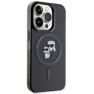 Etui Karl Lagerfeld KLHMP15LHGKCNOK do iPhone 15 Pro 6.1" czarny/black hardcase Karl&Choupette Glitter MagSafe