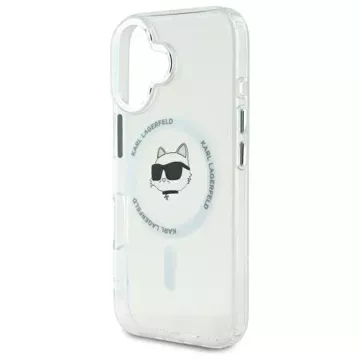 Etui Karl Lagerfeld  do iPhone 16 6.1" Biały Hardcase IML Metal Choupette Head MagSafe