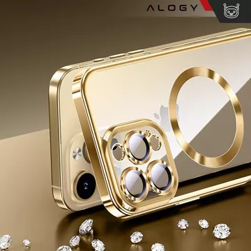 Etui MagSafe Case do Apple iPhone 16 Pro Max Alogy Glamour Luxury Ring obudowa złoto-przezroczyste