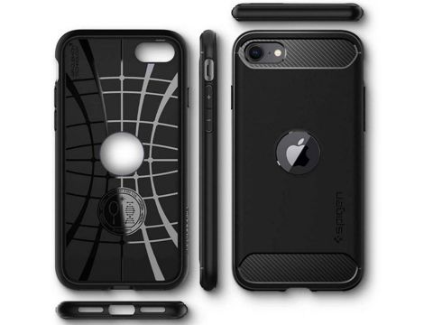 Etui Spigen Rugged Armor do Apple iPhone SE 2022/2020 Matte Black + Szkło Alogy