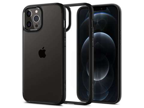 Etui Spigen Ultra Hybrid do Apple iPhone 12/ 12 Pro 6.1 Matte Black + Szkło Alogy