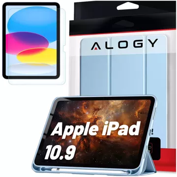 Etui + Szkło do Apple iPad 10gen. 10.9" 2022 obudowa na tablet Alogy Smart Case Pencil Holder Niebieskie