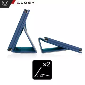 Etui + Szkło do Lenovo Tab K11E / M11 10.95" TB330FU/TB330XU/TB331FC stojak pokrowiec obudowa z klapką na tablet Case Alogy Granatowe + Rysik Gratis