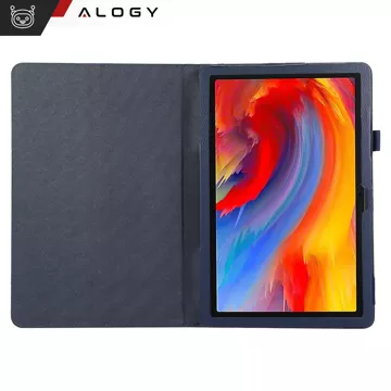 Etui + Szkło do Lenovo Tab K11E / M11 10.95" TB330FU/TB330XU/TB331FC stojak pokrowiec obudowa z klapką na tablet Case Alogy Granatowe + Rysik Gratis