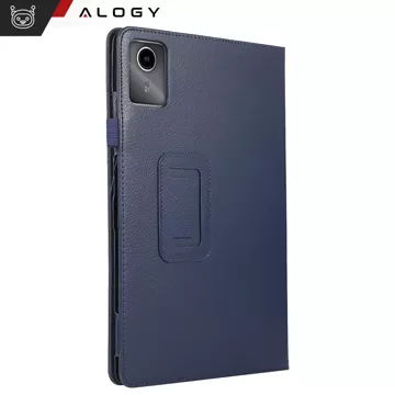 Etui + Szkło do Lenovo Tab K11E / M11 10.95" TB330FU/TB330XU/TB331FC stojak pokrowiec obudowa z klapką na tablet Case Alogy Granatowe + Rysik Gratis