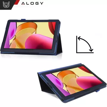 Etui + Szkło do Lenovo Tab K11E / M11 10.95" TB330FU/TB330XU/TB331FC stojak pokrowiec obudowa z klapką na tablet Case Alogy Granatowe + Rysik Gratis