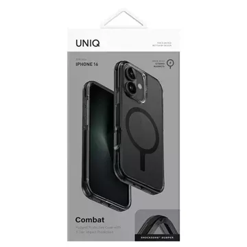 Etui UNIQ Combat do iPhone 16 6.1" Magclick Charging czarny/carbon black