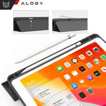 Etui do Apple iPad 10.2 9 gen 8/7 2021/2020/2019 Smart Pencil Case Alogy TPU obudowa na tablet Czarne + Szkło