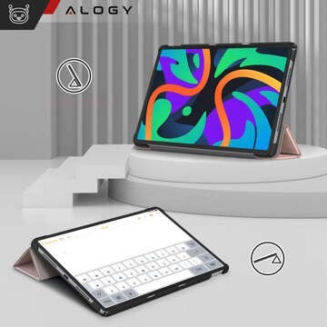 Etui do Lenovo Tab K11E / M11 10.95" TB330FU / TB330XU / TB331FC Book Case Cover z klapką obudowa futerał pokrowiec Alogy Różowe + Szkło + Rysik