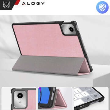 Etui do Lenovo Tab K11E / M11 10.95" TB330FU / TB330XU / TB331FC Book Case Cover z klapką obudowa futerał pokrowiec Alogy Różowe + Szkło + Rysik