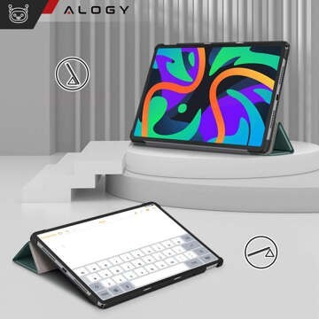 Etui do Lenovo Tab K11E / M11 10.95" TB330FU / TB330XU / TB331FC Book Case Cover z klapką obudowa futerał pokrowiec Alogy Zielone + Szkło + Rysik