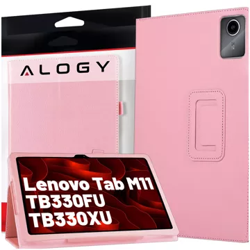 Etui do Lenovo Tab K11E / M11 10.95" TB330FU/TB330XU/TB331FC stojak pokrowiec obudowa z klapką na tablet Case Alogy Różowe