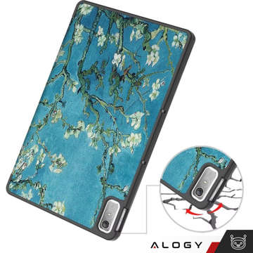 Etui do Lenovo Tab P11 2gen 11.5 TB350FU TB350XU Alogy Book Cover Case obudowa ochronne Kwitnący Migdałowiec + Szkło