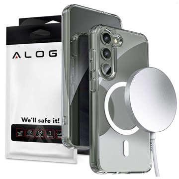 Etui do MagSafe Alogy Ring Mag Clear Case do ładowarek Qi do Samsung Galaxy S23 Przezroczysty