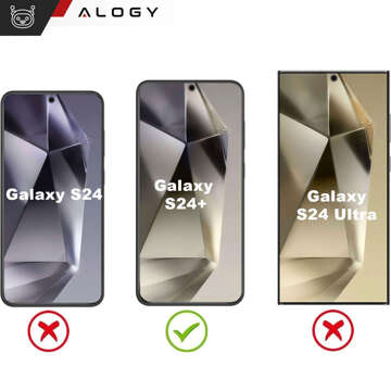 Etui do Samsung Galaxy S24+ Plus obudowa magnetyczne Ring Mag Safe Clear magnes do uchwytu Alogy Czarne przezroczyste + Szkło