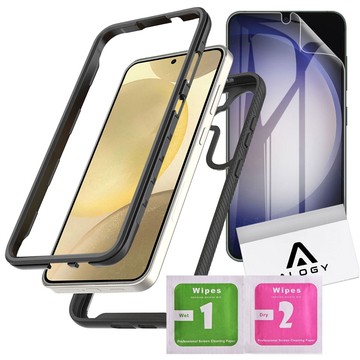 Etui do Samsung Galaxy S24 pancerne obudowa + folia na ekran hydrożelowa Case 360 Defense Pro Alogy czarne