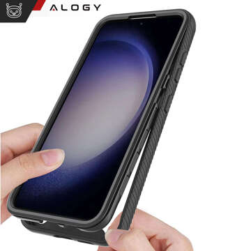 Etui do Samsung Galaxy S24 pancerne obudowa + folia na ekran hydrożelowa Case 360 Defense Pro Alogy czarne