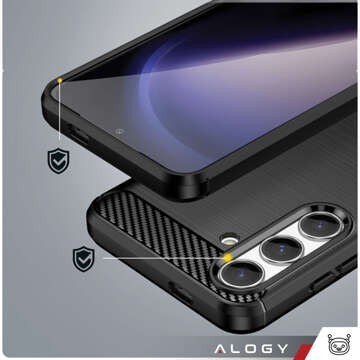 Etui do Samsung Galaxy S24 pancerne plecki obudowa na telefon case Alogy Carbon Silicone czarne + Szkło