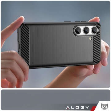 Etui do Samsung Galaxy S24 pancerne plecki obudowa na telefon case Alogy Carbon Silicone czarne + Szkło