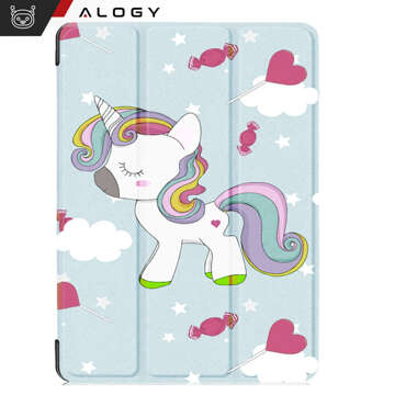 Etui do Samsung Galaxy Tab A9 2023 8.7" X110/X115 obudowa na tablet Case Alogy Book Cover Unicorn Jednorożec niebieskie + Szkło