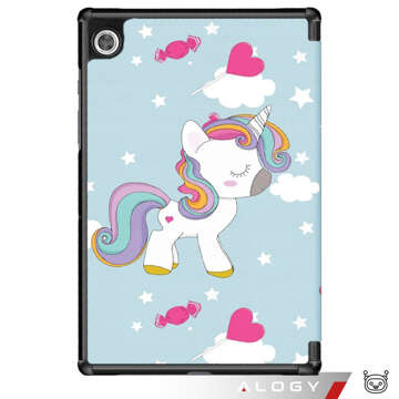 Etui do Samsung Galaxy Tab A9 2023 8.7" X110/X115 obudowa na tablet Case Alogy Book Cover Unicorn Jednorożec niebieskie + Szkło