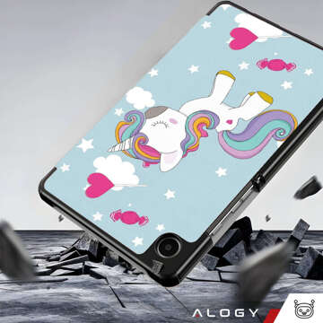 Etui do Samsung Galaxy Tab A9 2023 8.7" X110/X115 obudowa na tablet Case Alogy Book Cover Unicorn Jednorożec niebieskie + Szkło