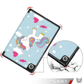 Etui do Samsung Galaxy Tab A9 2023 8.7" X110/X115 obudowa na tablet Case Alogy Book Cover Unicorn Jednorożec niebieskie + Szkło