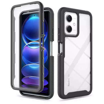 Etui do Xiaomi Redmi Note 12 5G / Poco X5 pancerne obudowa + folia na ekran hydrożelowa Case 360 Defense Pro czarne