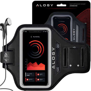 Etui do biegania Alogy WaterProof Sport ArmBand wodoodporna opaska na ramię do telefonu 6.7 cali Czarna