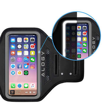 Etui do biegania Alogy WaterProof Sport ArmBand wodoodporna opaska na ramię do telefonu 6.7 cali Czarna