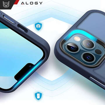 Etui do iPhone 13 Pro Max MagSafe Matt Case Cover matowe obudowa Alogy Ring pancerne na telefon Granatowe + Szkło