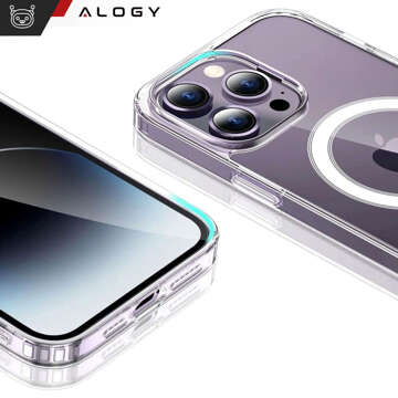 Etui do iPhone 15 Pro MagSafe obudowa Hybrid Case Cover Shock Clear Alogy Przezroczyste + Szkło