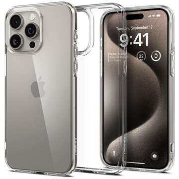 Etui do iPhone 15 Pro Max Spigen Ultra Hybrid Case obudowa plecki Crystal Clear + Szkło