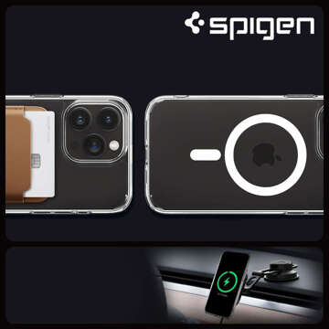 Etui do iPhone 15 Pro Max Spigen Ultra Hybrid MagFit do MagSafe obudowa ochronna na telefon White + Szkło