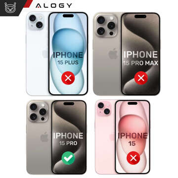 Etui do iPhone 15 Pro obudowa Case silikonowe przezroczyste ochrona aparatu osłona obiektywów Alogy Slim + Szkło