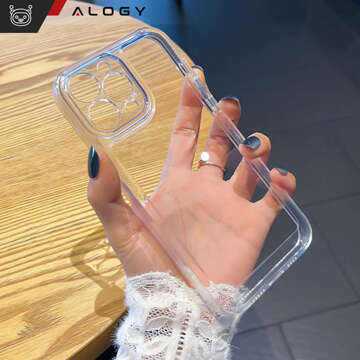 Etui do iPhone 15 Pro obudowa Case silikonowe przezroczyste ochrona aparatu osłona obiektywów Alogy Slim + Szkło