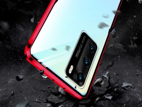 Etui magnetyczne szklane Dr.Fit dwustronne do Huawei P40 Czerwone