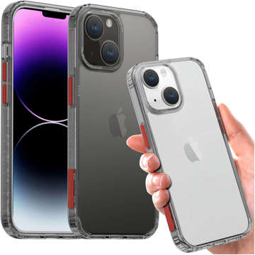 Etui na telefon Alogy Protective Case obudowa ochronna do Apple iPhone 14 Czarno-przezroczyste + Szkło