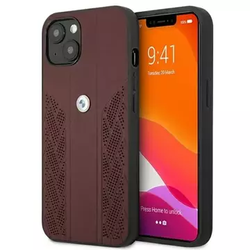 Etui na telefon BMW BMHCP13SRSPPR do Apple iPhone 13 Mini 5,4" czerwony/red hardcase Leather Curve Perforate