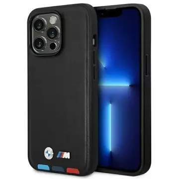 Etui na telefon BMW BMHCP14L22PTDK do Apple iPhone 14 Pro 6,1" czarny/black Leather Stamp Tricolor