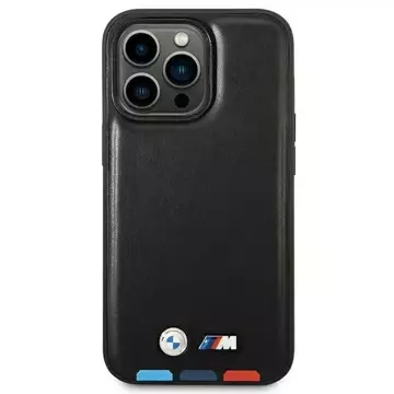 Etui na telefon BMW BMHCP14L22PTDK do Apple iPhone 14 Pro 6,1" czarny/black Leather Stamp Tricolor