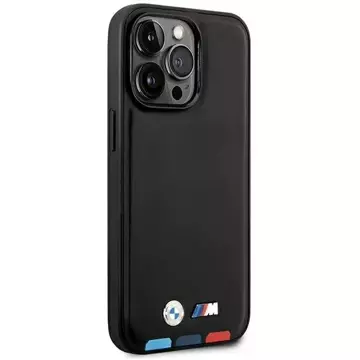 Etui na telefon BMW BMHCP14L22PTDK do Apple iPhone 14 Pro 6,1" czarny/black Leather Stamp Tricolor