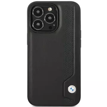 Etui na telefon BMW BMHCP14X22RBDK do Apple iPhone 14 Pro Max 6,7" czarny/black hardcase Leather Blue Dots