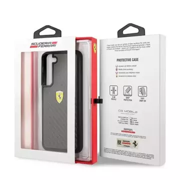 Etui na telefon Ferrari Hardcase do Samsung Galaxy S22 czarny/black hardcase On Track Real Carbon