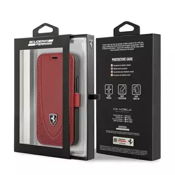 Etui na telefon Ferrari iPhone 12 mini 5,4" czerwony/red book Off Track Perforated 
