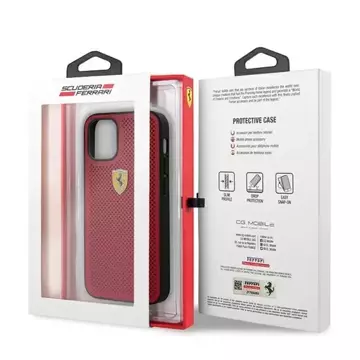 Etui na telefon Ferrari iPhone 12 mini  5,4" czerwony/red hardcase On Track Perforated 