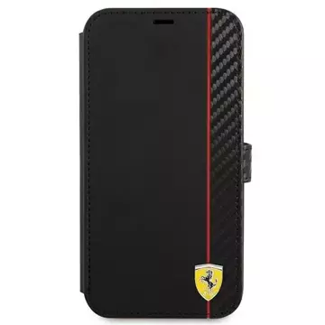 Etui na telefon Ferrari iPhone 13 mini 5,4" czarny/black book On Track Carbon Stripe